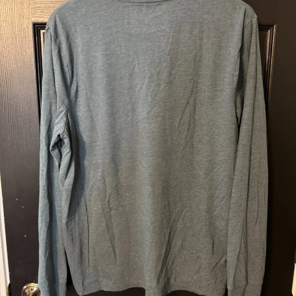 J Crew Men's Long Sleeve Tshirt Gray Green Blue Large